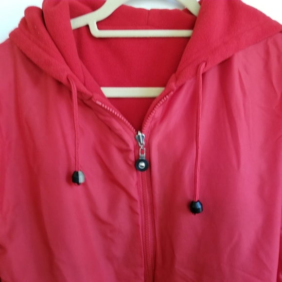 FUDA Vintage Reversable Silk Zip Up Hooded Red Jacket Sz M - Picture 7 of 13
